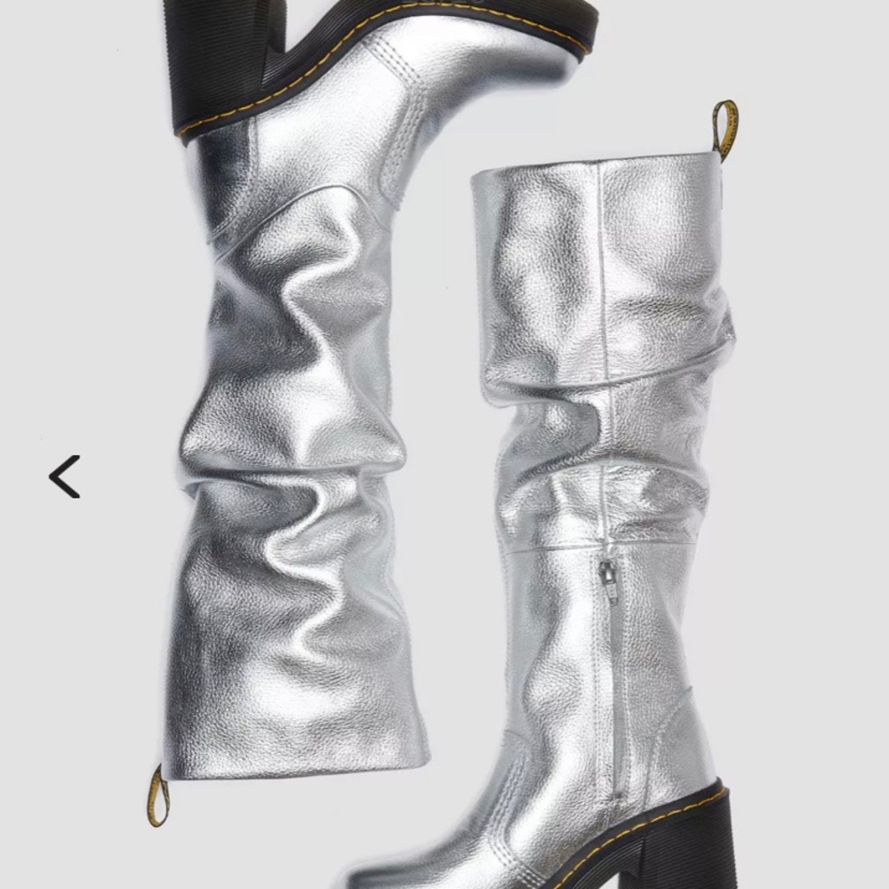 Dr. Martens Silver Metallic Knee-High Heeled Boots - Picture 14 of 14